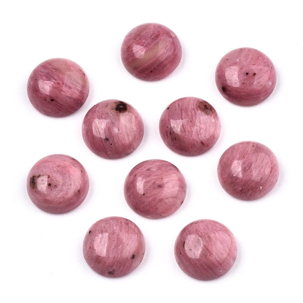 Rhodokrosit Cabochoner – Halvrunde (8mm) 6 stk - Uniq Perler - 