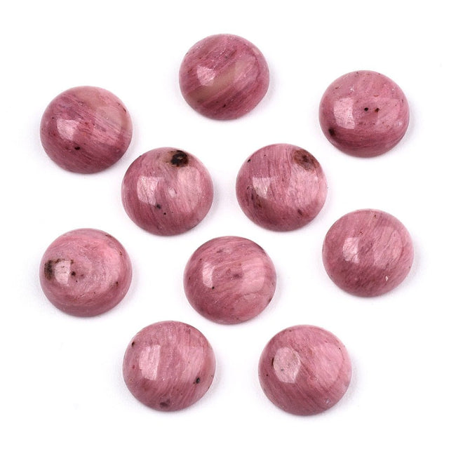 Rhodokrosit Cabochoner – Halvrunde (8mm) 6 stk - Uniq Perler - 