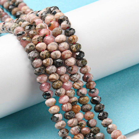 Rhodonit – Facetteret (4x3mm) - Uniq Perler - 113056