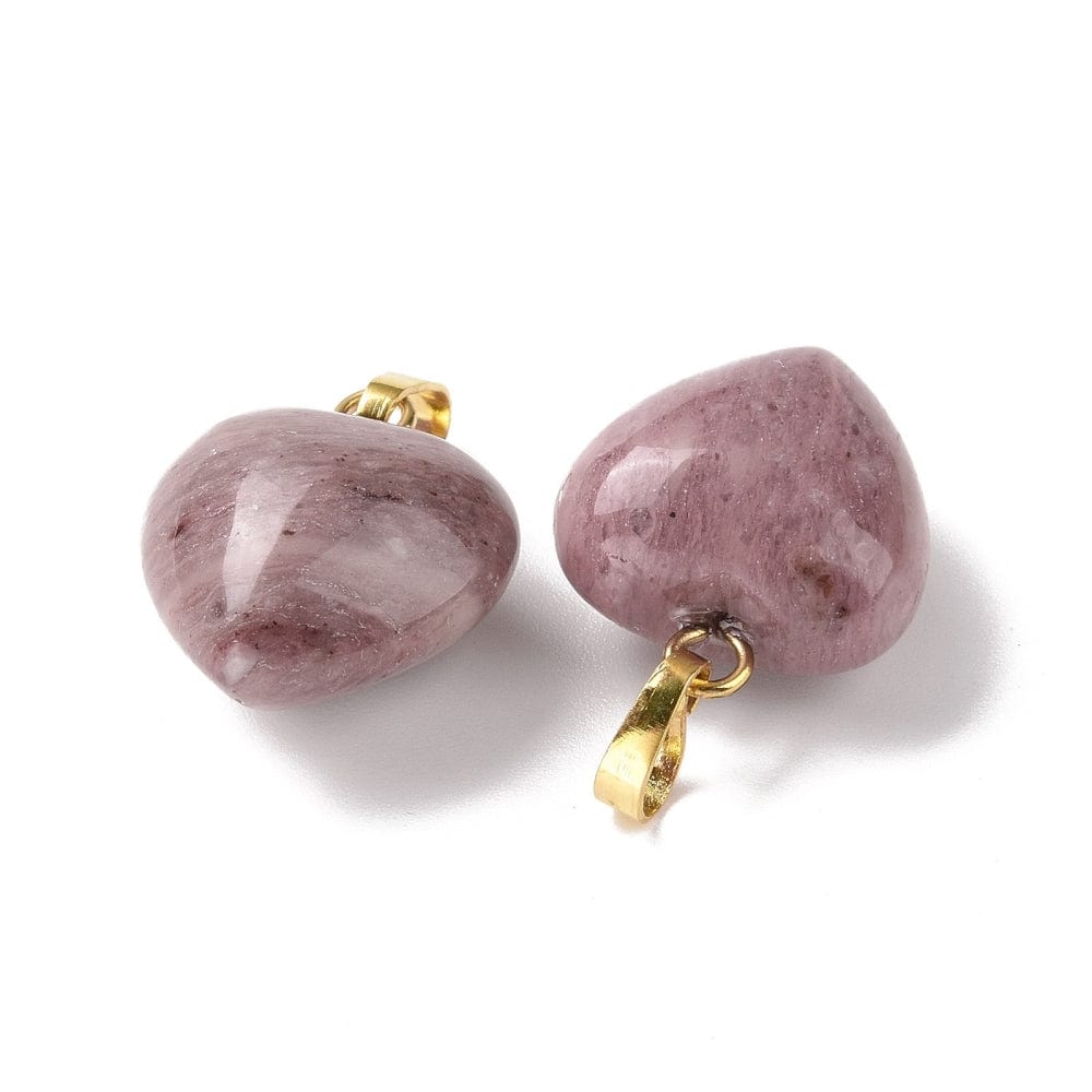 Rhodonit Hjerte Vedhæng, (18x15mm) - Uniq Perler - 112235