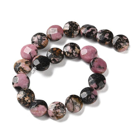 Rhodonite – Coin-shaped, Faceted (10.5x5.5mm) - Uniq Perler - 113089