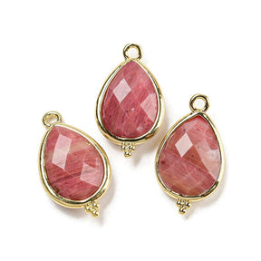 Rhodonite Pendant, 21x12x5mm - Uniq Perler - 112467