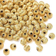 Riflede Runde Messing Perler – 18K Langtidsholdbar Forgyldt (6mm) 10 stk. - Uniq Perler - 123955