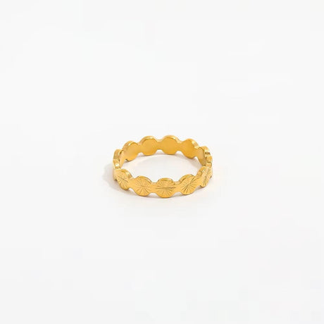 Ring, Forgyldt Stål med smukt mønster, Flere størrelser - Uniq Perler - 115573