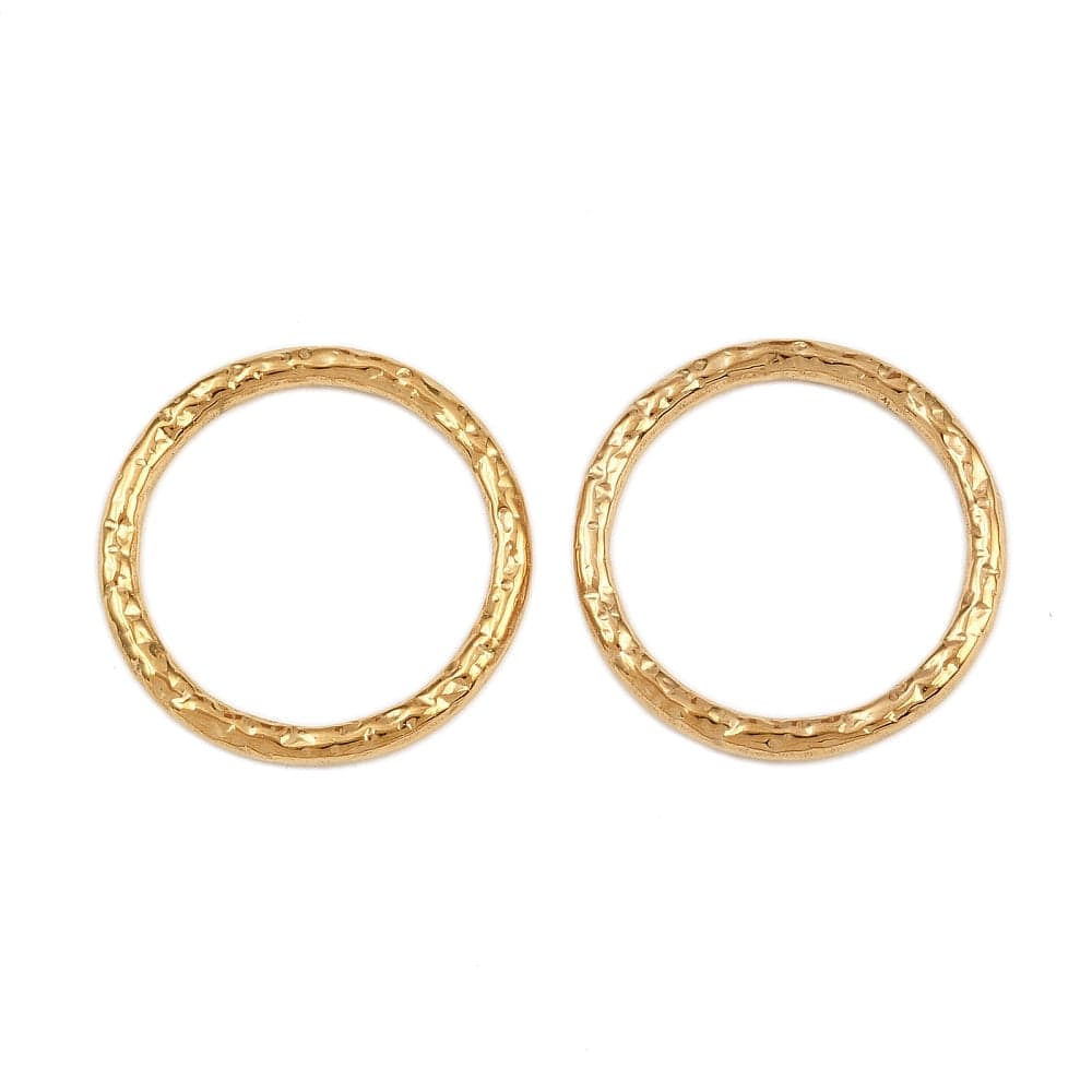 Ring med struktur - Forgyldt Rustfrit Stål - Langtidsholdbar– Sølvfarve (22mm, 2 stk) - Uniq Perler - 116186