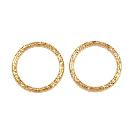 Ring med struktur - Forgyldt Rustfrit Stål - Langtidsholdbar– Sølvfarve (22mm, 2 stk) - Uniq Perler - 116186