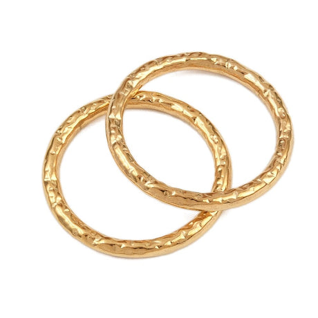 Ring med struktur - Forgyldt Rustfrit Stål - Langtidsholdbar– Sølvfarve (22mm, 2 stk) - Uniq Perler - 116186