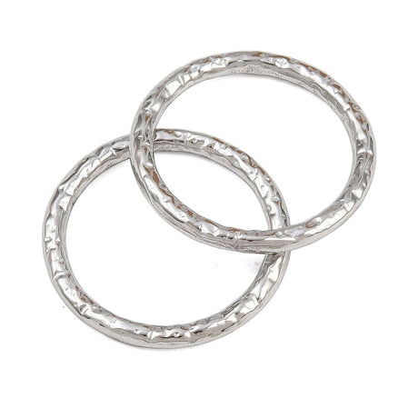 Ring med struktur - Rustfrit Stål - Langtidsholdbar– Sølvfarve (22mm, 2 stk) - Uniq Perler - 116185