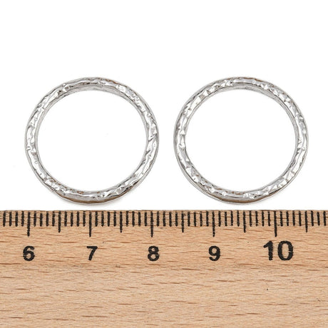 Ring med struktur - Rustfrit Stål - Langtidsholdbar– Sølvfarve (22mm, 2 stk) - Uniq Perler - 116185