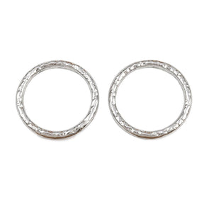 Ring med struktur - Rustfrit Stål - Langtidsholdbar– Sølvfarve (22mm, 2 stk) - Uniq Perler - 116185