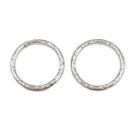 Ring med struktur - Rustfrit Stål - Langtidsholdbar– Sølvfarve (22mm, 2 stk) - Uniq Perler - 116185