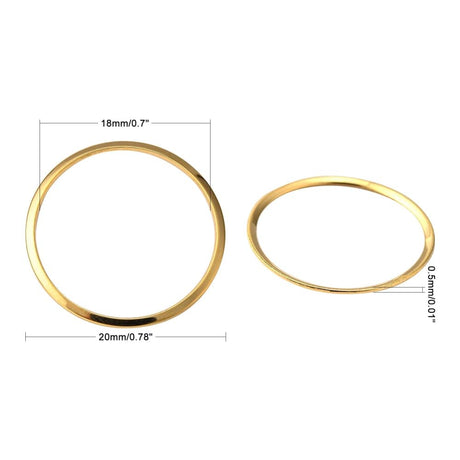 Ring Mellemled/Vedhæng - 24K Forgyldt Stål (20mm) 6 stk - Uniq Perler - 111794