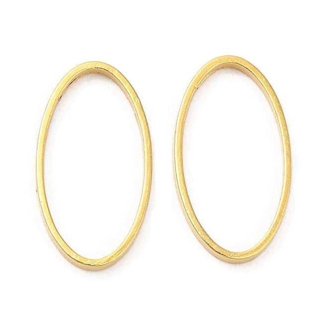 Ring Mellemled/Vedhæng - 24K Langtidsholdbar Forgyldt (7x13mm) 6 stk - Uniq Perler - 115463