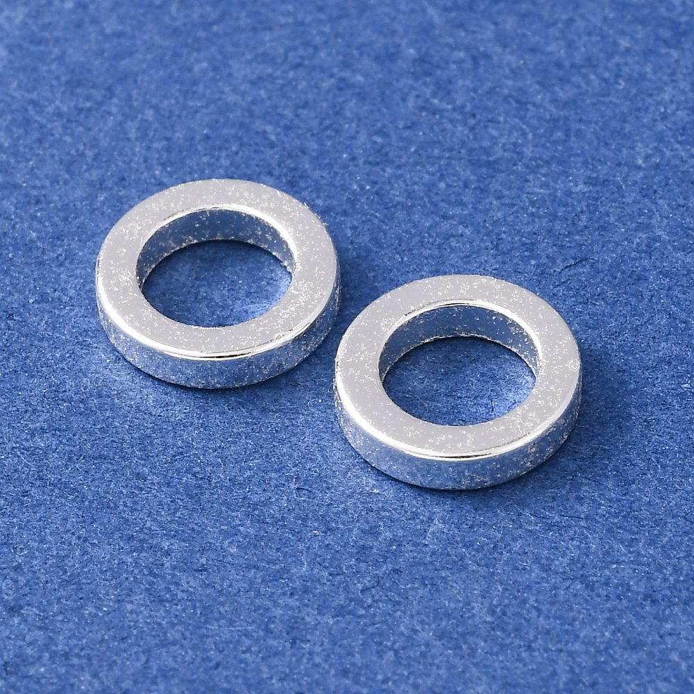 Ringe – Lukket, Langtidsholdbar forsølvet/925 sterling sølv(9x2mm) 6 stk. - Uniq Perler - 122143