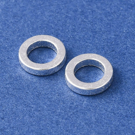 Ringe – Lukket, Langtidsholdbar forsølvet/925 sterling sølv(9x2mm) 6 stk. - Uniq Perler - 122143