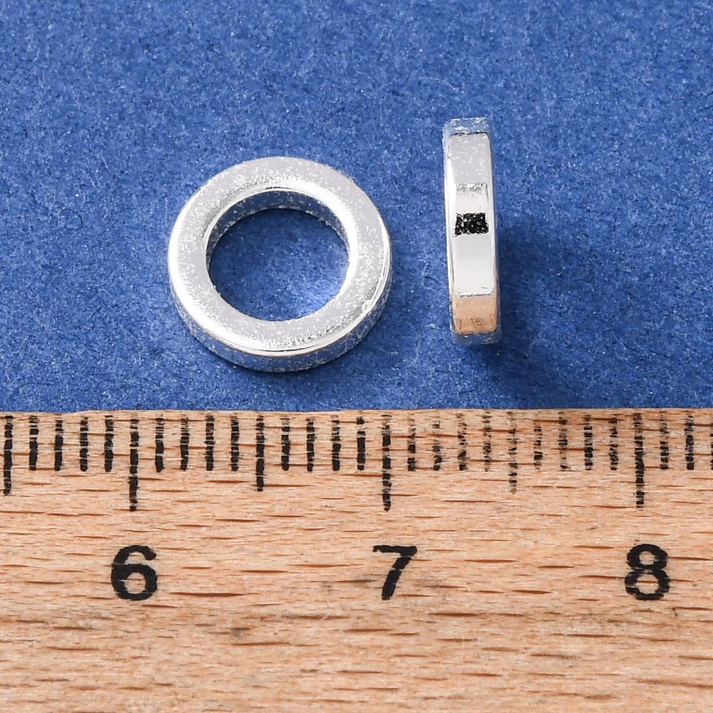 Ringe – Lukket, Langtidsholdbar forsølvet/925 sterling sølv(9x2mm) 6 stk. - Uniq Perler - 122143