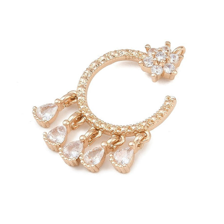 Ringformet Vedhæng – Med Dråber, Langtidsholdbar Forgyldt (17x31mm) - Uniq Perler - 