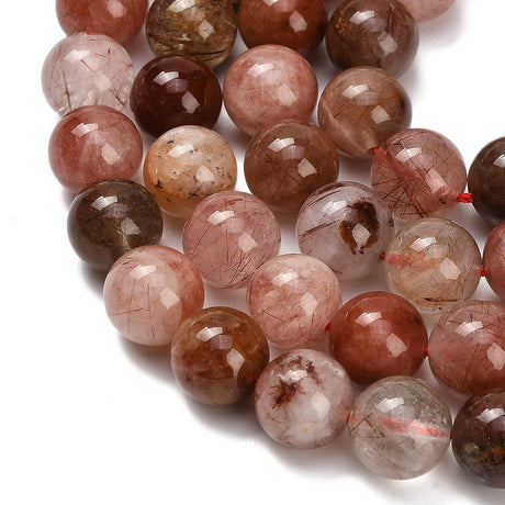 Rød Rutilkvarts Perler – Runde (12mm) - Uniq Perler - 
