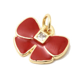 Rød Sløjfe Vedhæng – Zirkonia og Emalje (11x14,5mm) - Uniq Perler - 117312