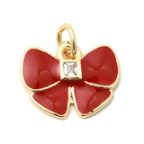 Rød Sløjfe Vedhæng – Zirkonia og Emalje (11x14,5mm) - Uniq Perler - 117312