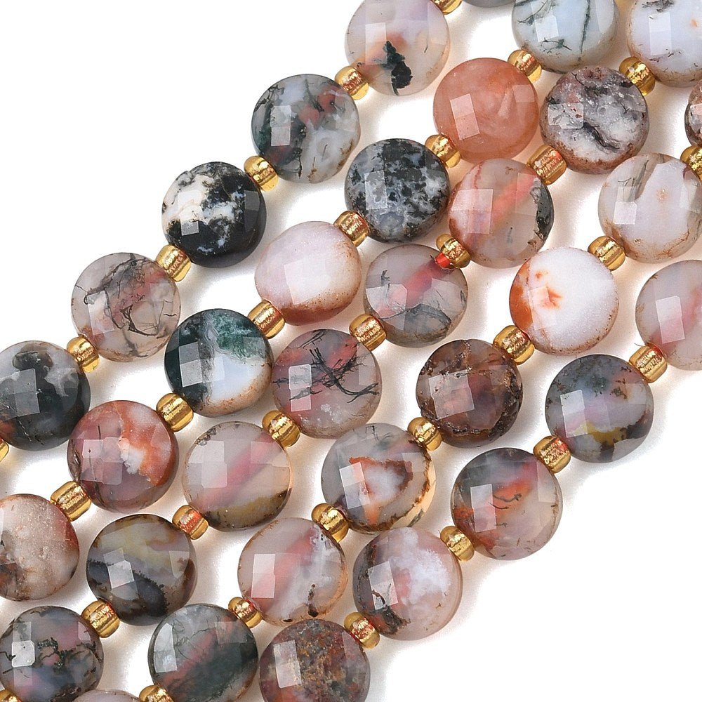 Rødt treagat perler – fasetterte flate runde perler (ca. 6–6,5 mm) - Uniq Perler - 