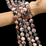 Rødt treagat perler – fasetterte flate runde perler (ca. 6–6,5 mm) - Uniq Perler - 