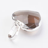 Rauchquarz Anhänger – Facettiertes Herz mit silberfarbenem Messing (14–15mm) - Uniq Perler - 117305