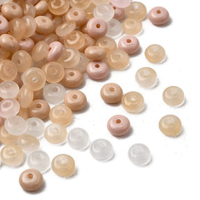Rondelle glass beads, Golden/Brown shades size 6 - 6.5mm (100 pcs.) - Uniq Perler - 115629