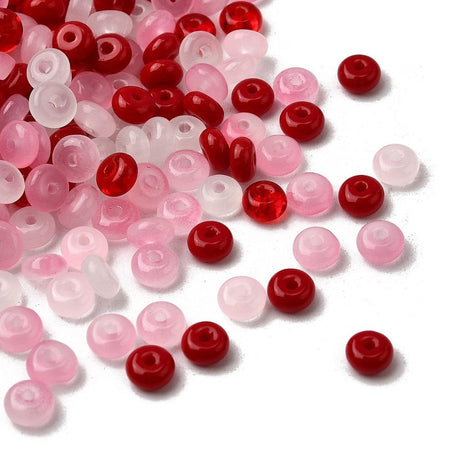 Rondel glasperler, Rosa/pink nuancer str. 6 - 6,5mm (100 stk.) - Uniq Perler - 115630