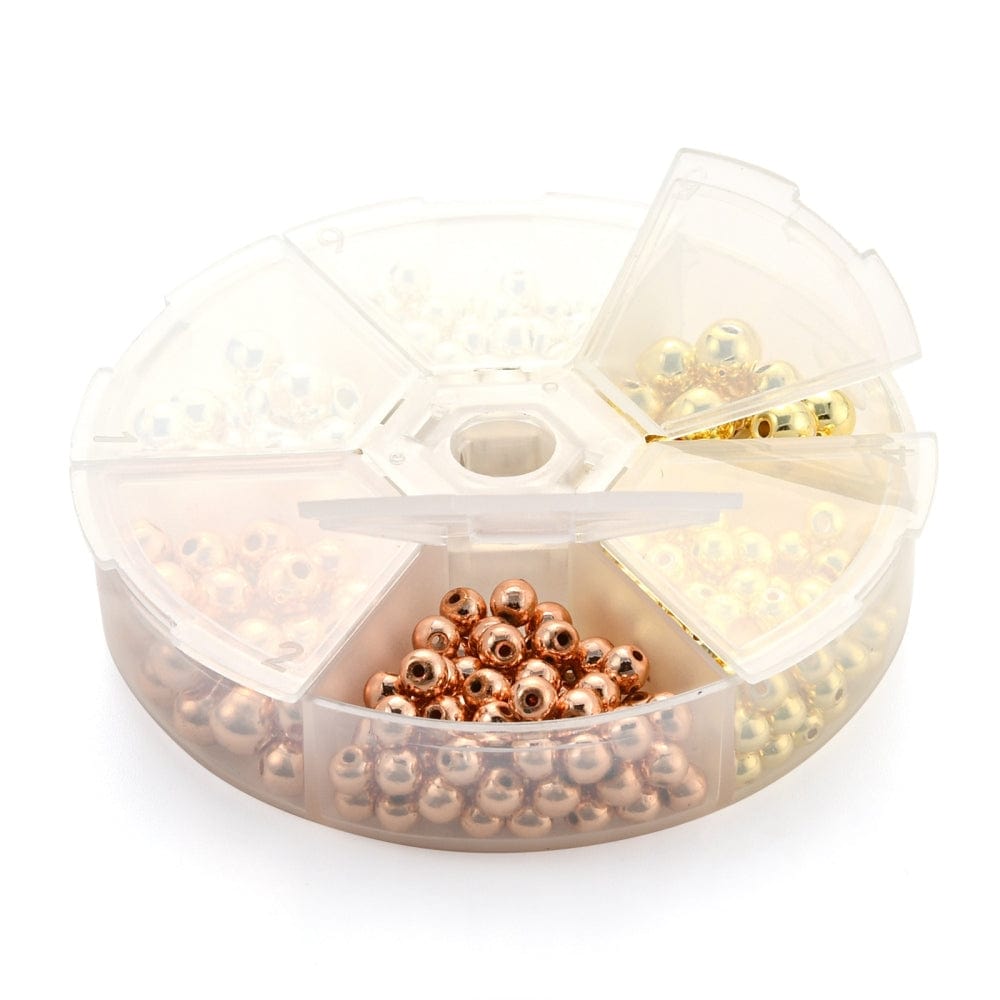 Rondel Med Assorteret Hæmatit Perler – 6 Størrelser & 3 Farver - Uniq Perler - 113058