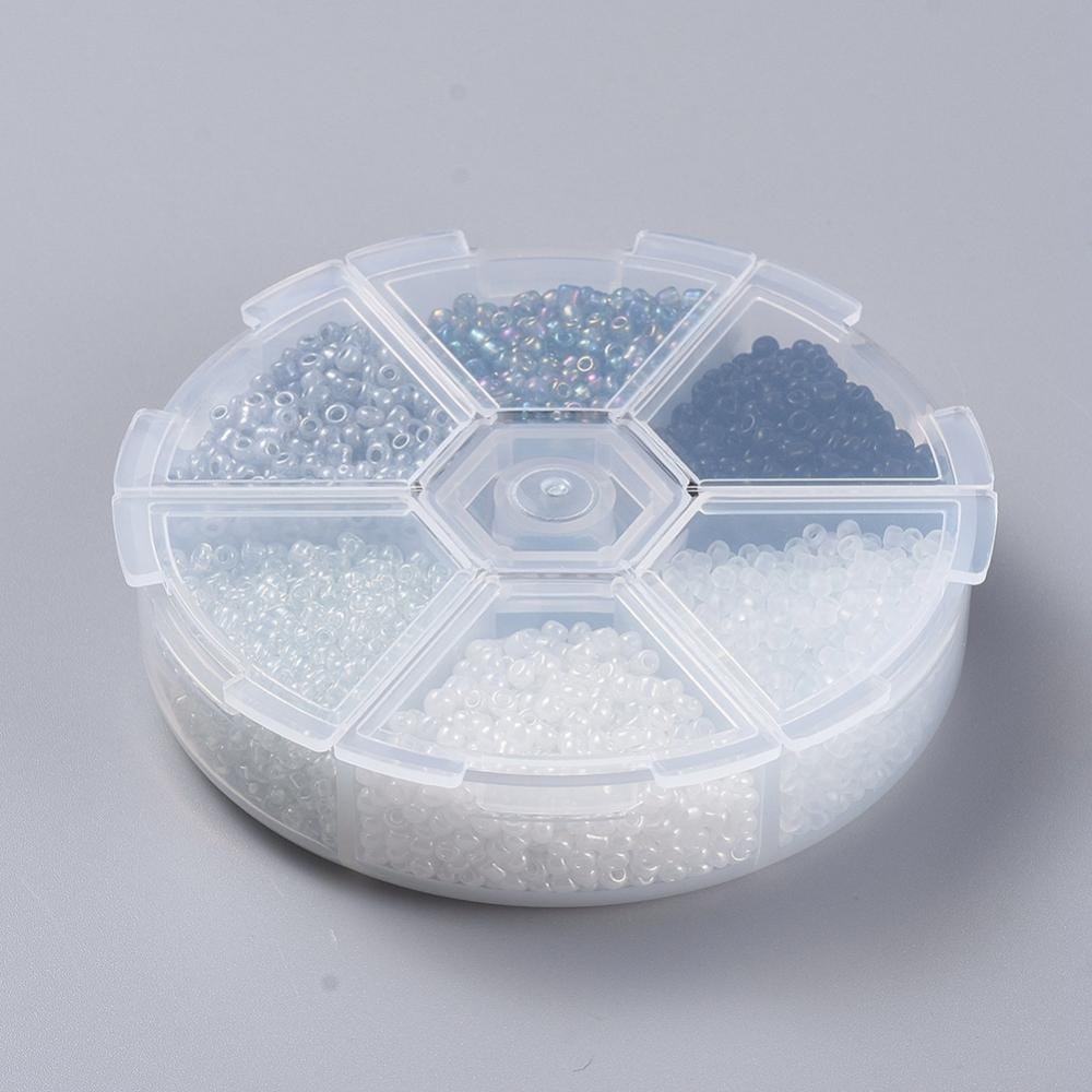 Rondel Med Seed Beads – Sort/Hvid, 2mm, Ca. 3960 Stk - Uniq Perler - 113620