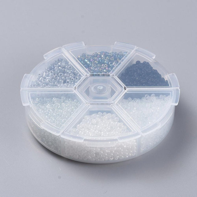 Rondel Med Seed Beads – Sort/Hvid, 2mm, Ca. 3960 Stk - Uniq Perler - 113620