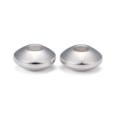 Rondel Stål Perler, Forsølvet, 6x3mm,(10 Stk.) - Uniq Perler - 112280