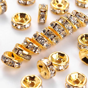 Rondellen mit klarem Stein - Vergoldet (6mm), 20 Stk - Uniq Perler - 1111489998