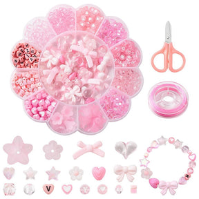 Rosa DIY-Set mit Perlen und Teilen für Armbänder mit Schleifen - Uniq Perler - 111795