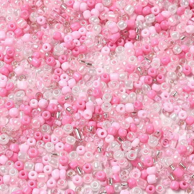 Rosa Glas Perle Mix, Seed Beads, 2 - 3,5mm, 20gr - Uniq Perler - 406845