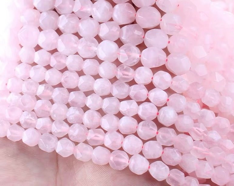 Rosa Kvarts Perler – Star Cut (10mm) - Uniq Perler - 117970