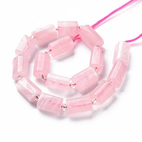 Rosenquarz – Längliche facettierte Perlen (11 - 14x8 - 11mm) - Uniq Perler - 115259