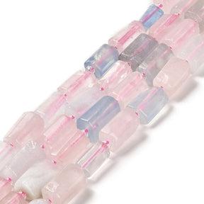 Rosa kvarts & Akvamarin – Avlånga pärlor (12x7mm) - Uniq Perler - 112906