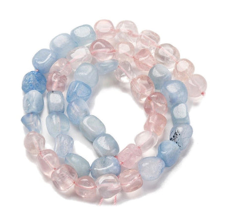 Rosakvarts & Akvamarin – Farve Mix, Nuggets (5–14mm) - Uniq Perler - 593516