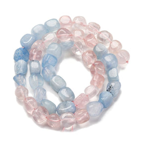 Rose quartz & Aquamarine – Color Mix, Nuggets (5–14mm) - Uniq Perler - 593516