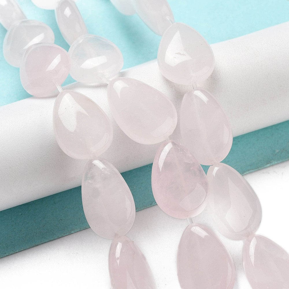 Rosakvarts - Dråber (18x13mm) 1 par - Uniq Perler - 114855