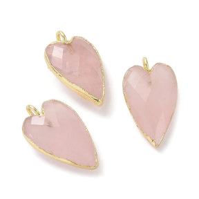 Rose Quartz Heart Pendant,(22x13x7.5mm) - Uniq Perler - 112315