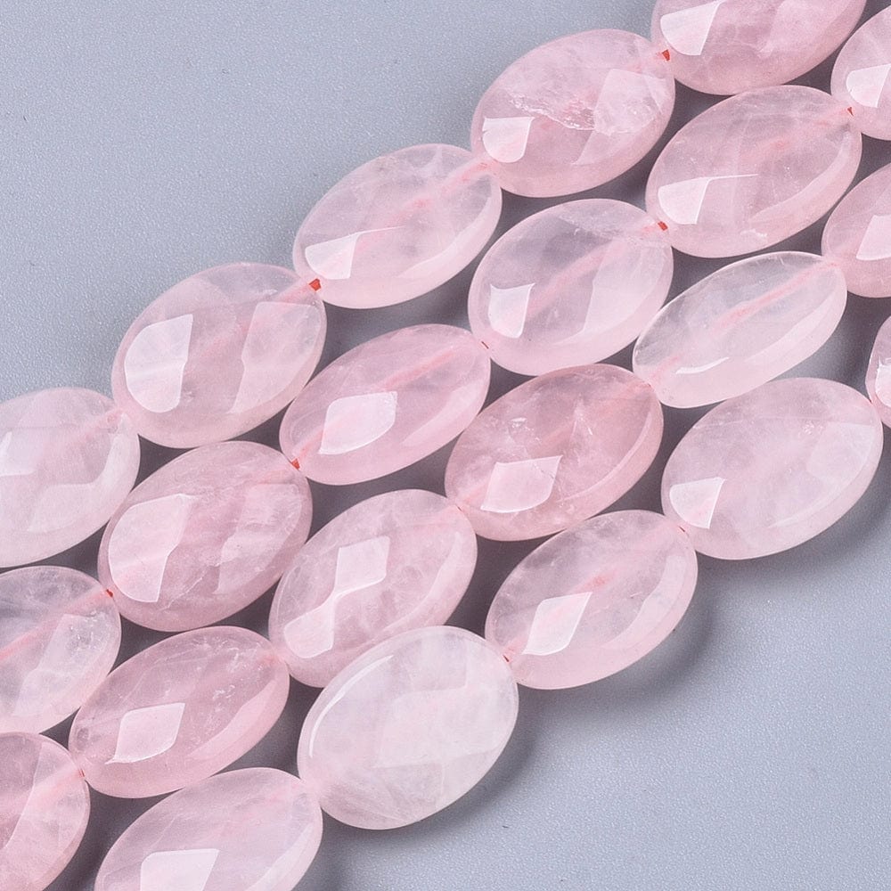 Rosakvarts – Oval, Facetteret (14x10mm) - Uniq Perler - 115756
