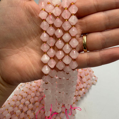 Rosakvarts Perler – Bicones (8mm) - Uniq Perler - 118236
