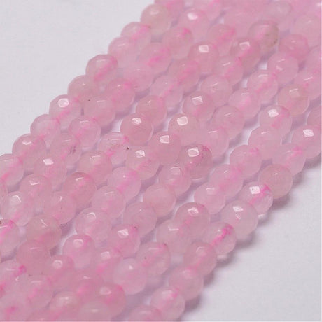 Rosakvarts Perler – Rosa, Facetterede (4mm) - Uniq Perler - 123680