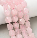 Rosakvarts Perler – Rosa, Facetterede Nuggets (11,5~12,5x9~13x9~12mm) - Uniq Perler - 123856