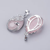 Rosakvarts Vedhæng Med Påfugl, 33x20x6,5mm - Uniq Perler - 150846