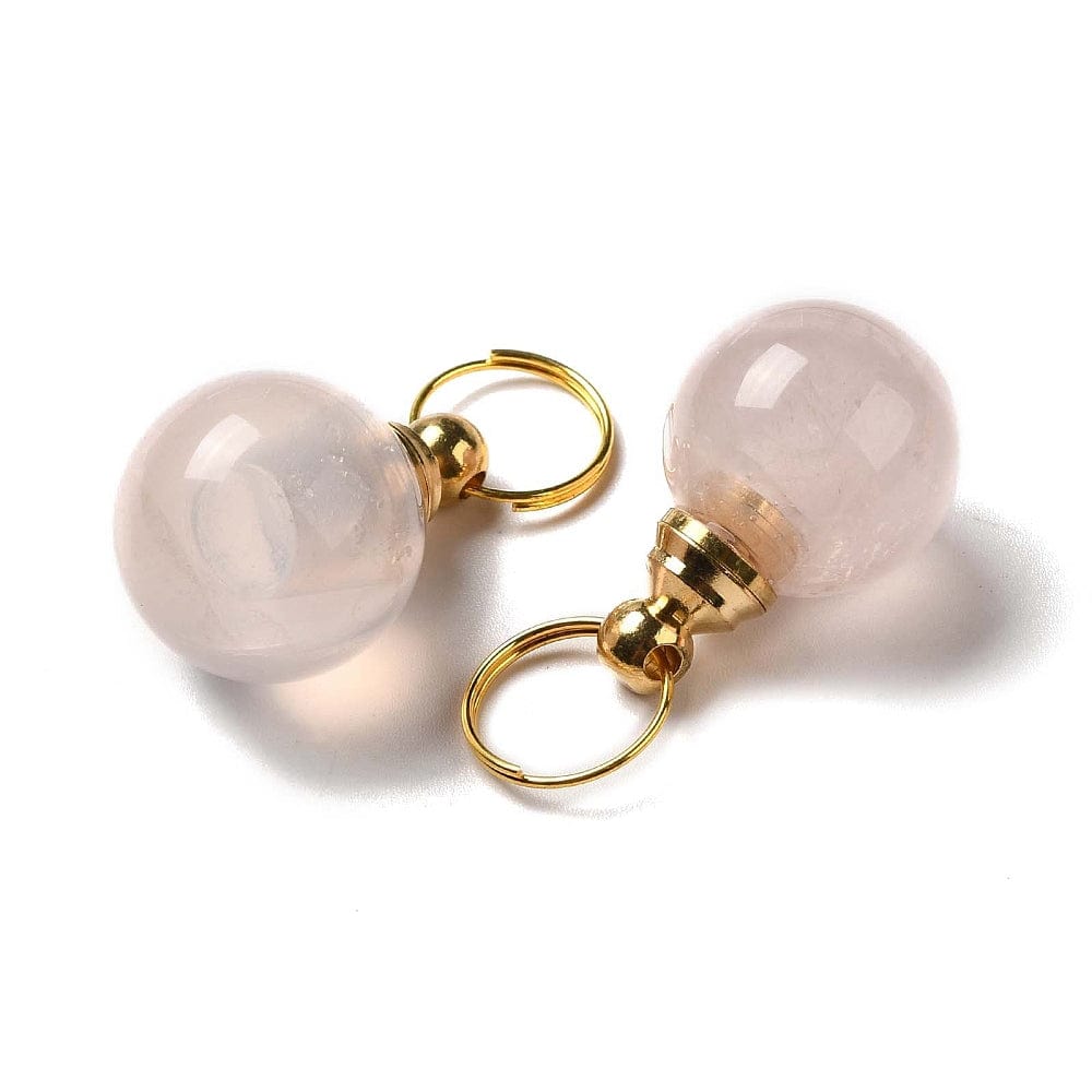 Rosakvarts Vedhæng/Parfume Flaske Med Forgyldt Top - Uniq Perler - 0000014889165