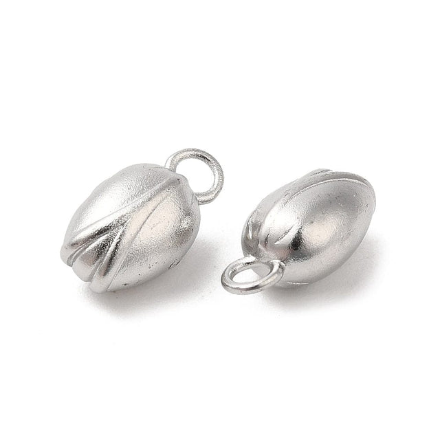 Rosen Knop Vedhæng, Stål, 5x10mm - Uniq Perler - 111299753